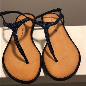 Blue Sequined Sandals